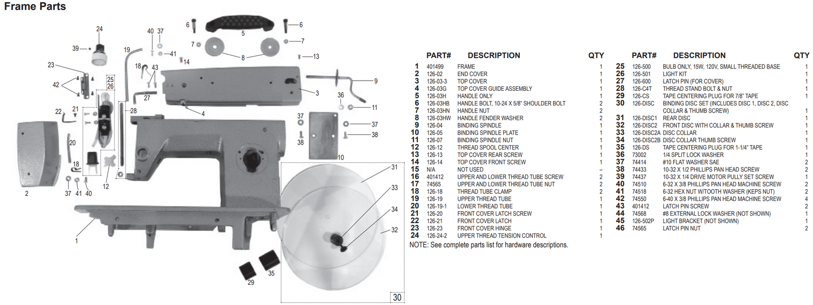 National 126 Binding Brute Frame Parts