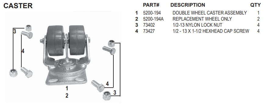 National 2900 Caster Assembly