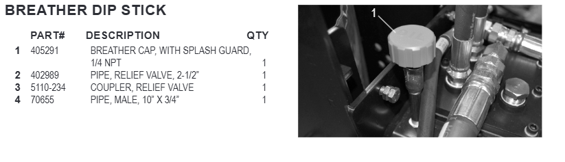 National Equipment 5000 Breather Dip Stick Parts