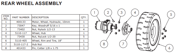 National 5000 Rear Wheel Assembly
