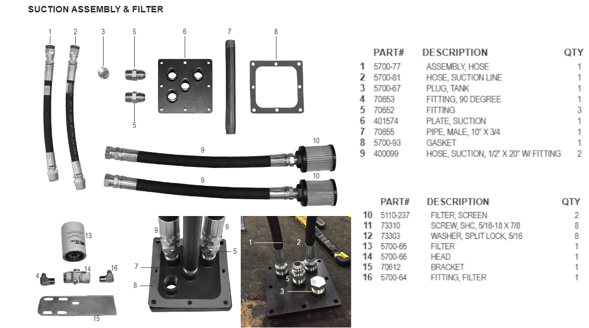 National 5000 Suction Assembly & Filter