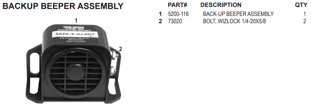 National 5110 Backup Beeper Assembly