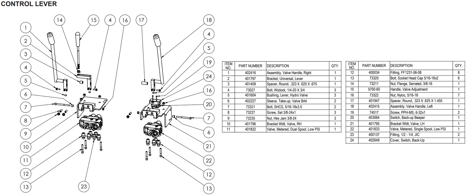 National 5110 Control Lever Assembly