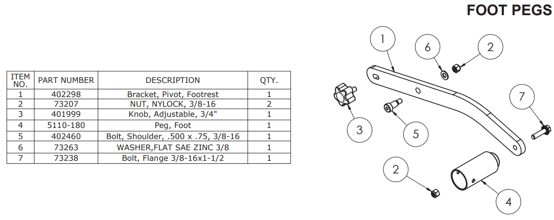 National 5110 Foot Peg Assembly