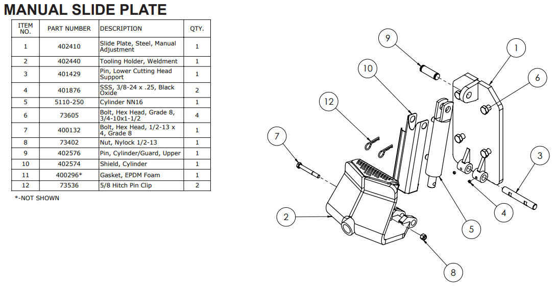 National 5110 Manual Slide Plate Assembly