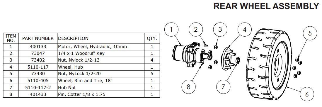 National 5110 Rear Wheel Assembly