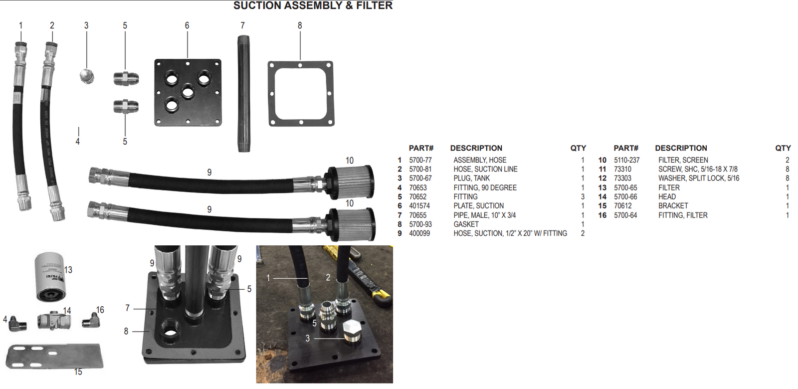 National 5110 Suction Assembly & Filter