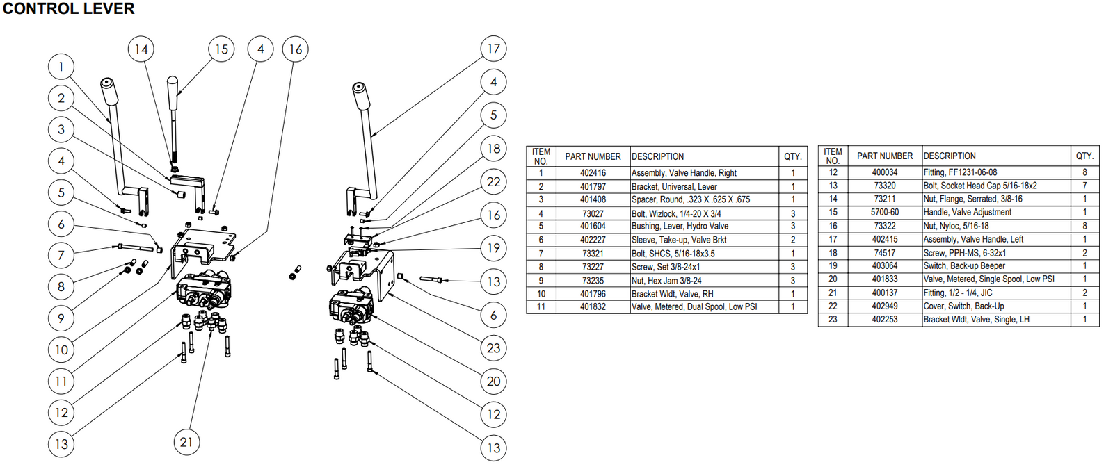 National 5200QL Control Lever Assembly