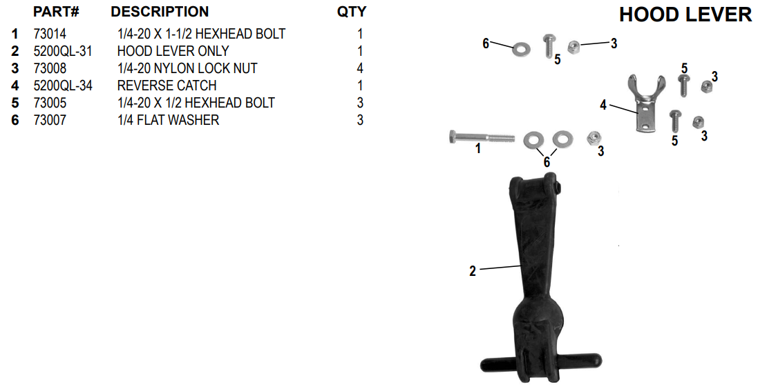 National 5200QL Hood Lever Assembly