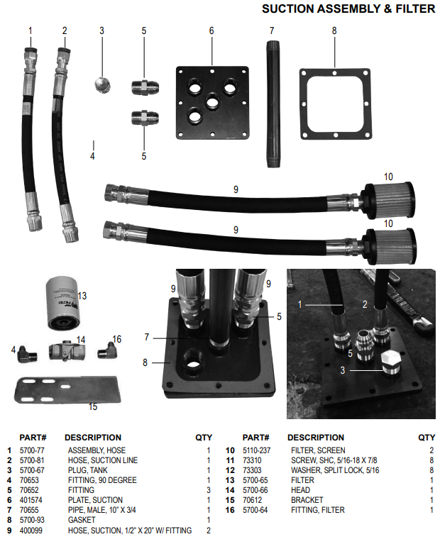 National 5200QL Suction Assembly & Filter