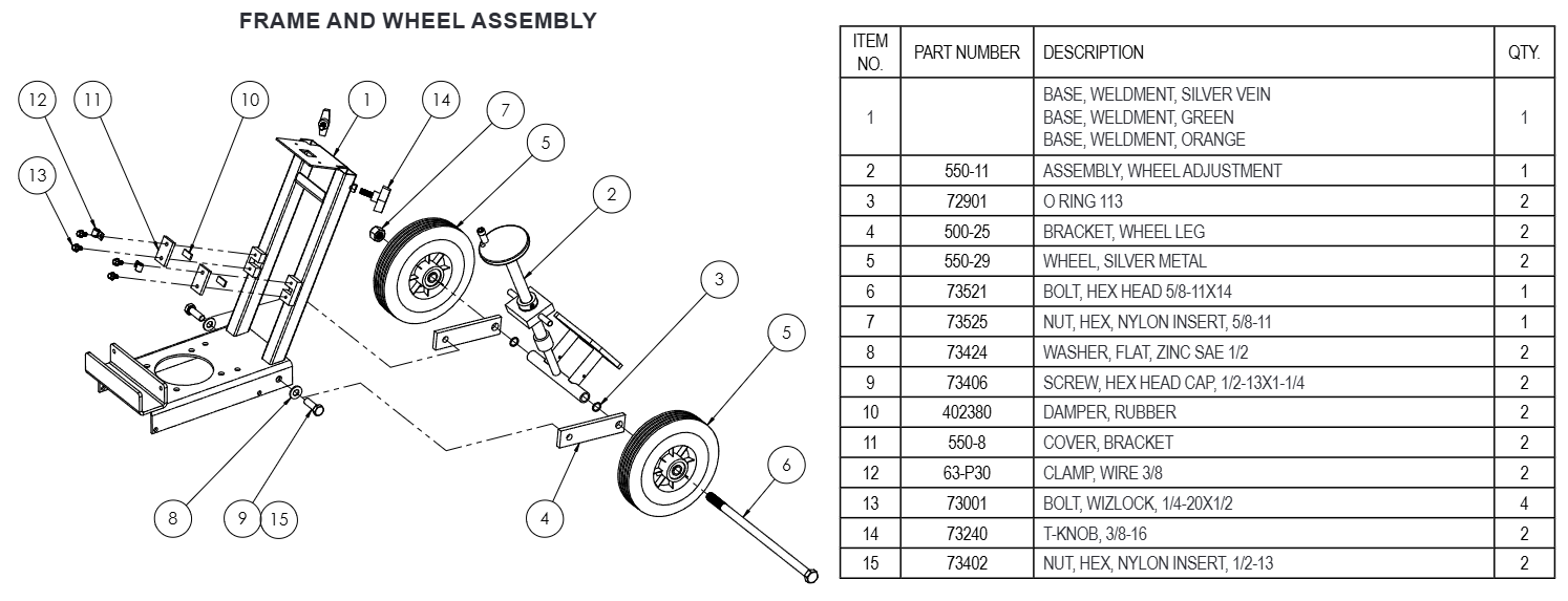 National 550 Frame and Wheel Assembly