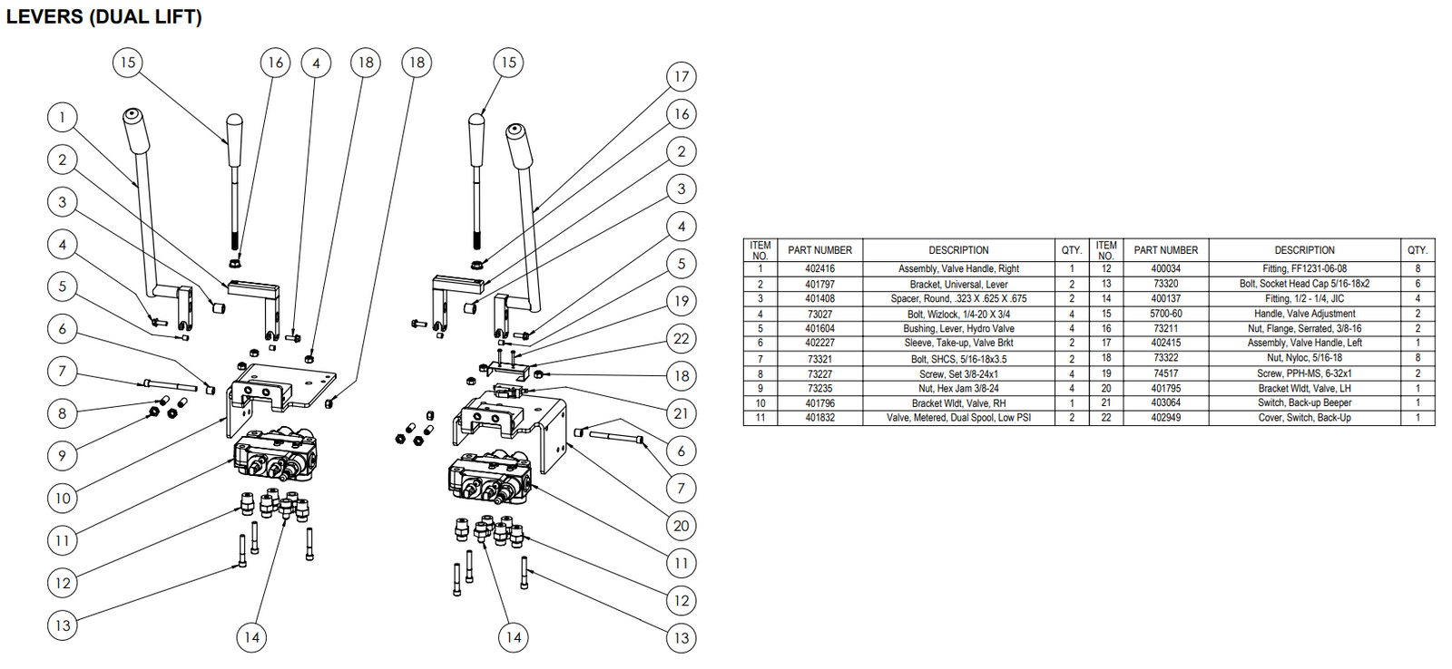 National 5625 Dual Lift Lever Assembly