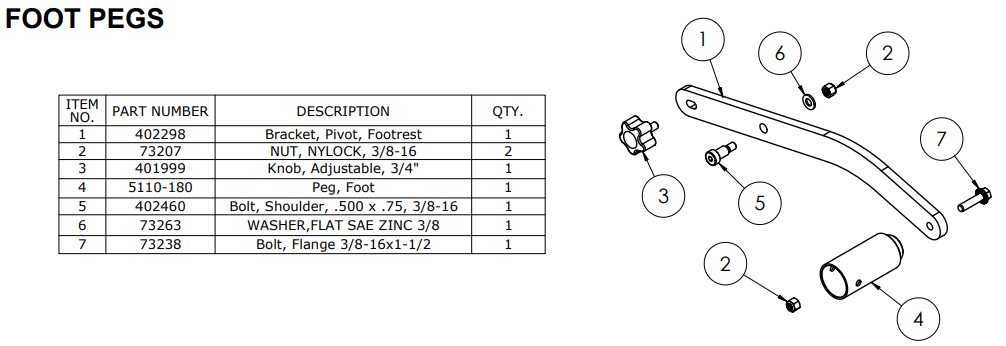 National 5625 Foot Peg Assembly