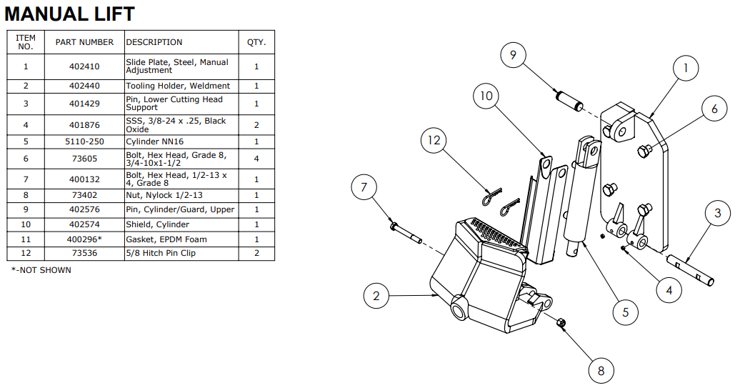 National 5625 Manual Lift Assembly