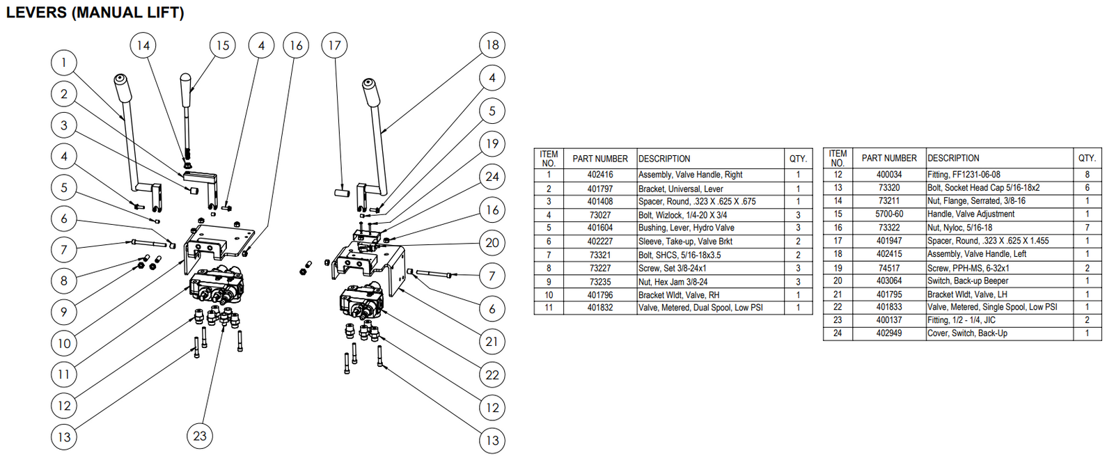 National 5625 Manual Lift Lever Assembly