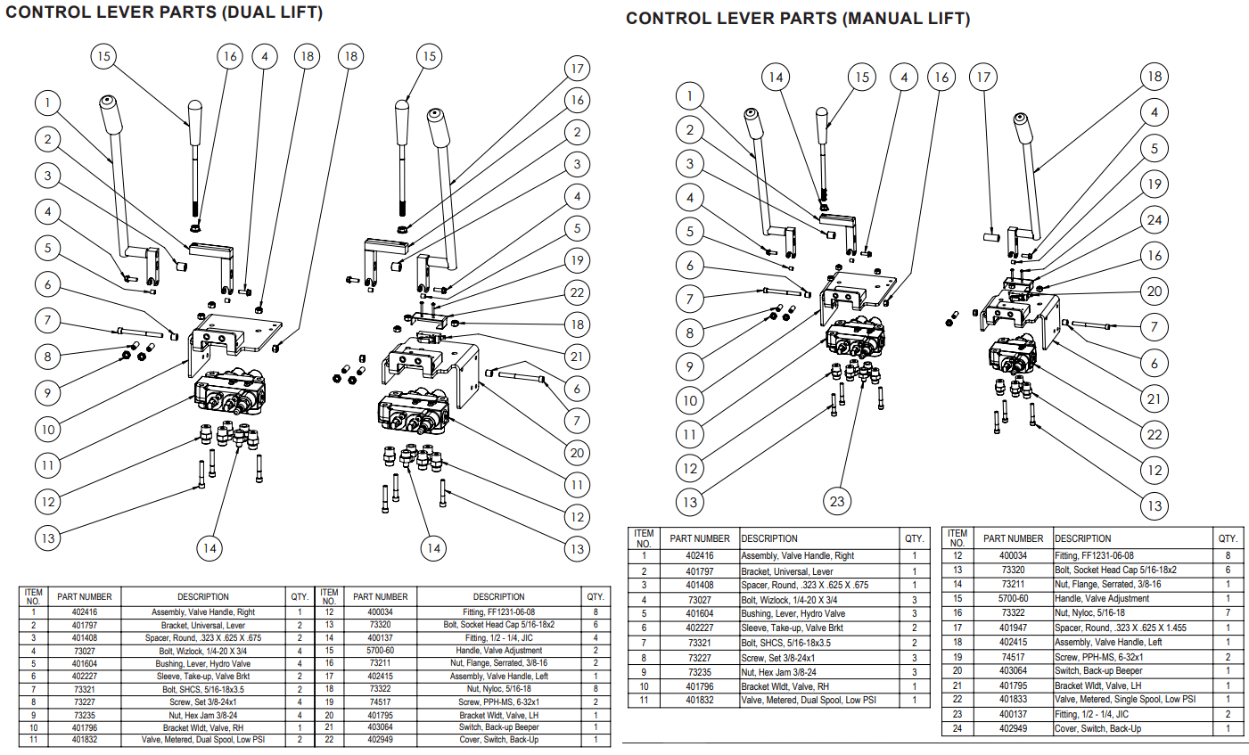 National 5700 Control Lever Parts