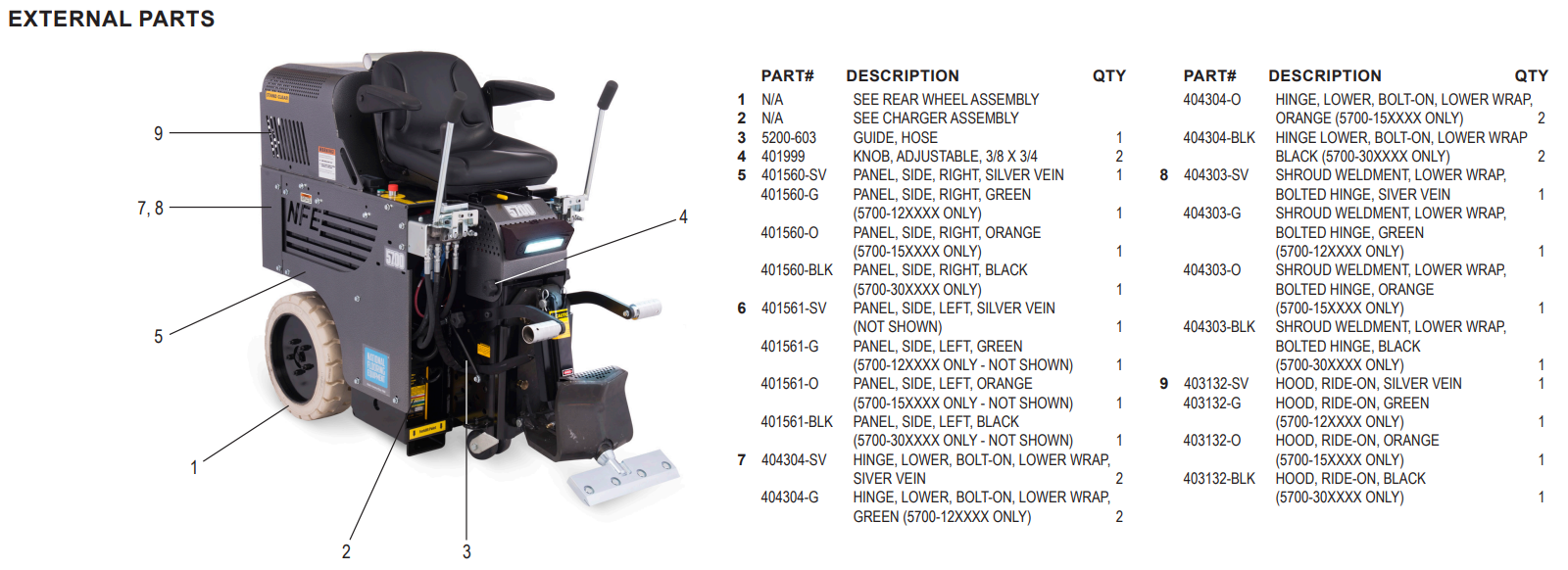 National 5700 External Parts