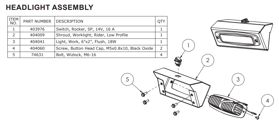 National 5700 Headlight Assembly