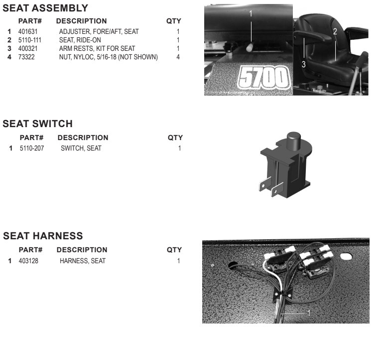 National 5700 Seat/Seat Harness Assembly