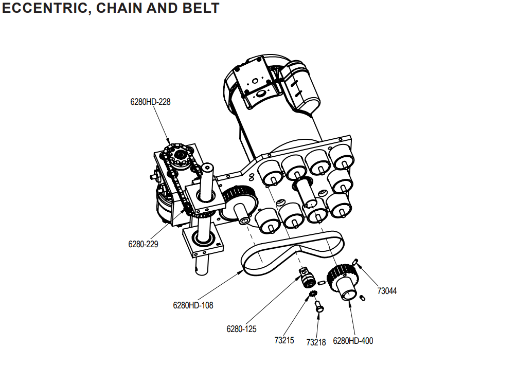 National Equipment 6280HD Eccentric, Chain and Belt