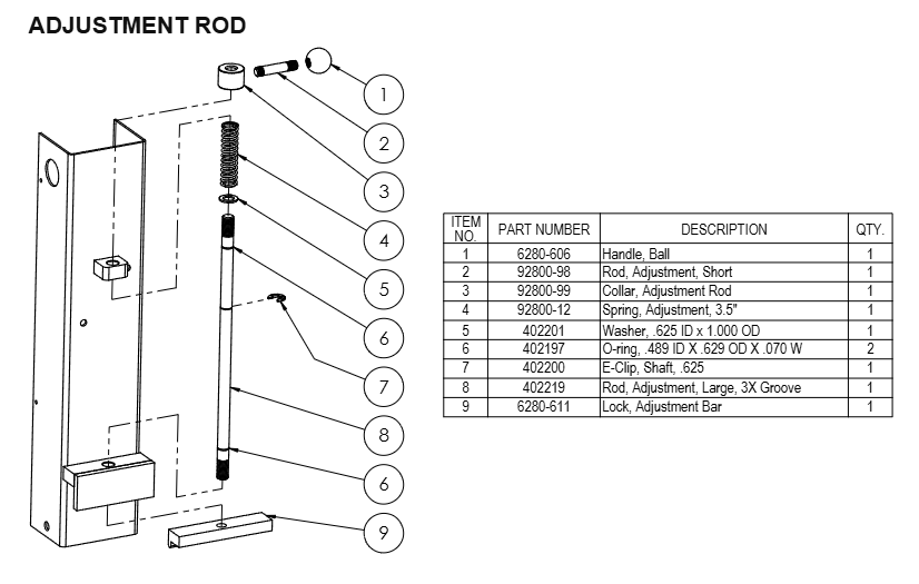 National 6280 Adjustment Rod