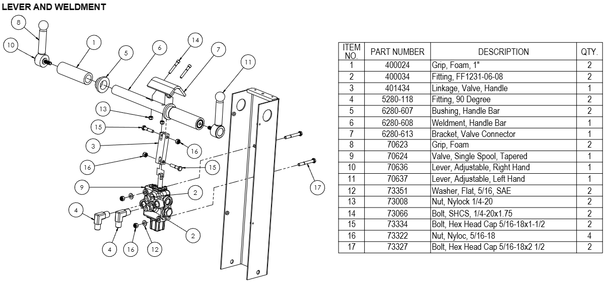National 6280 Lever and Weldment