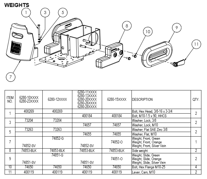 National 6280 Weights