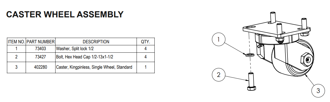 National 7700 Caster Wheel Assembly