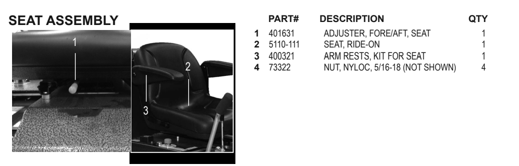 National 7700 Seat Assembly