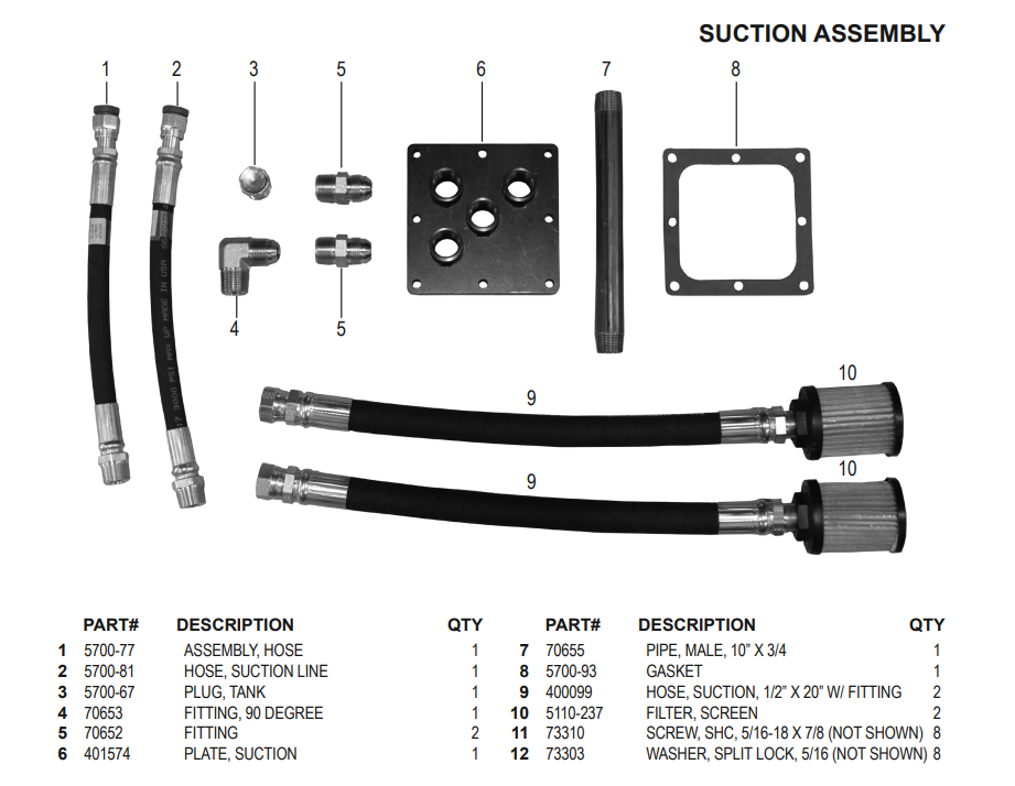 National 7700 Suction Assembly