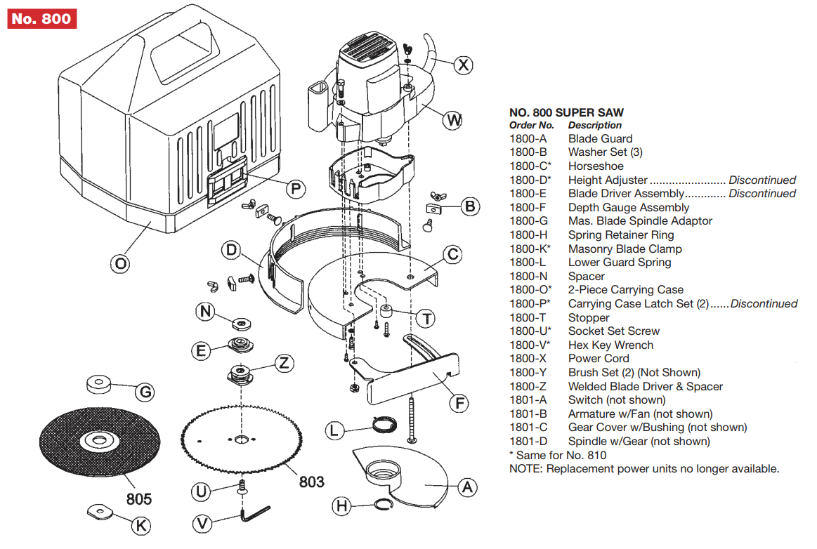 Crain Tools No. 800 Super Saw Replacement Parts