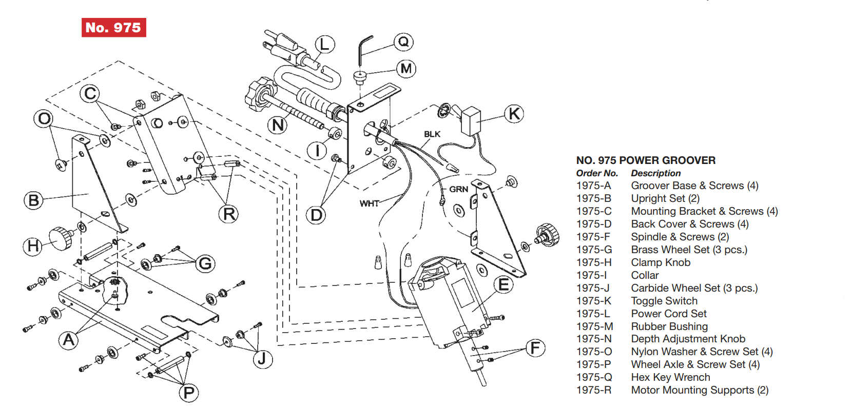 Crain Tools No. 975 Power Groover Replacement Parts