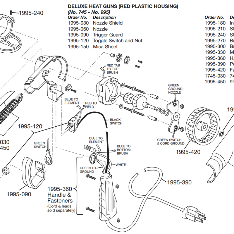 Crain Tools Deluxe Heat Guns Replacement Parts