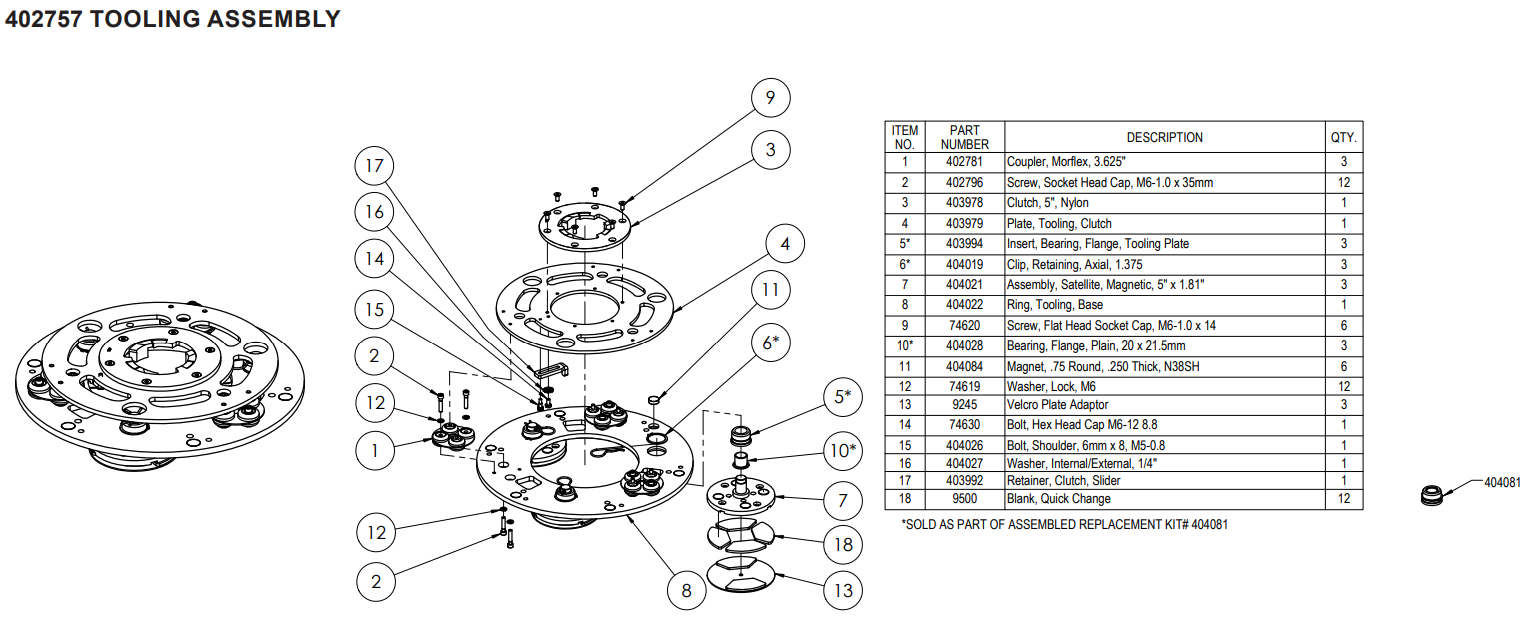 National Helix 402757 Tooling Assembly