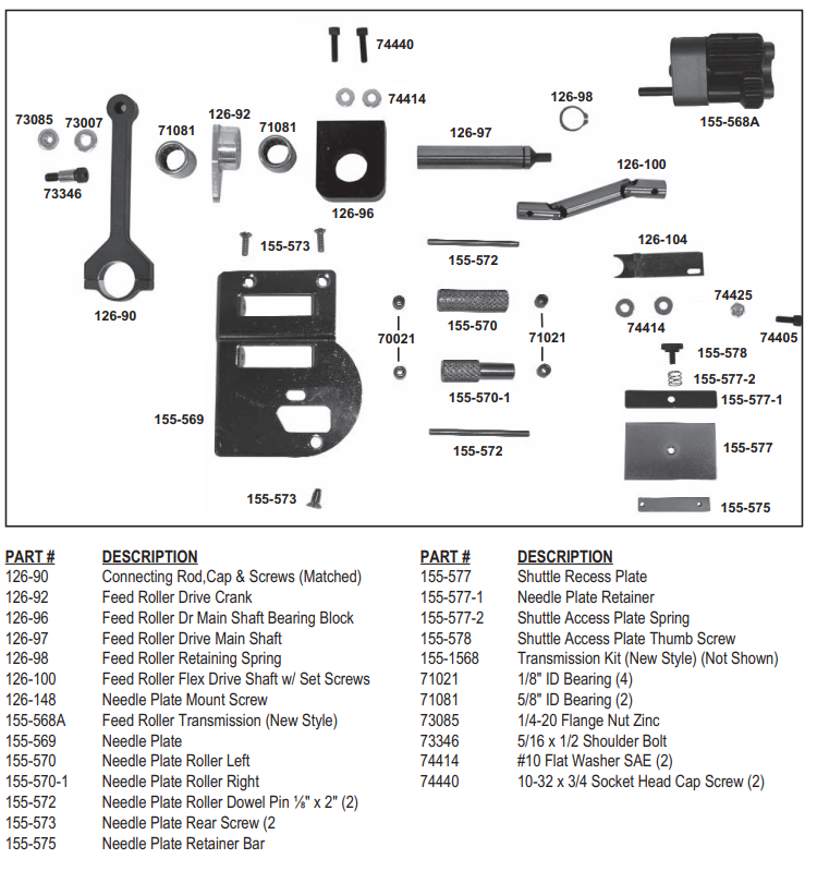 National 155 Binding Brute Drive Parts