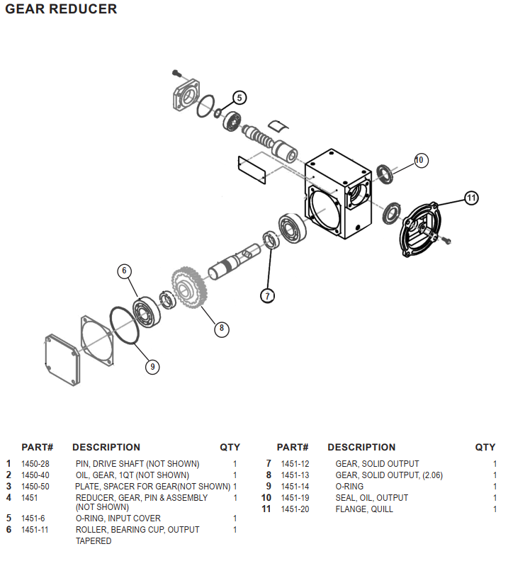 National 71 Gear Reducer Parts