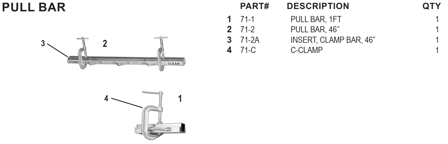 National 71 Pull Bar Parts