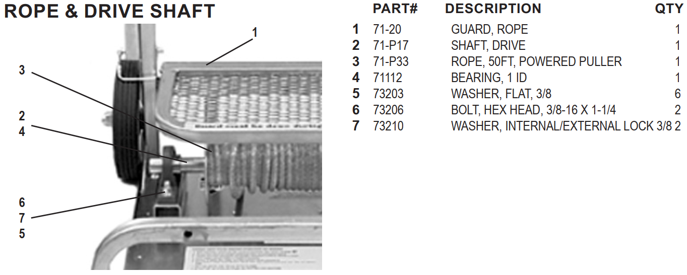 National 71 Rope & Drive Shaft