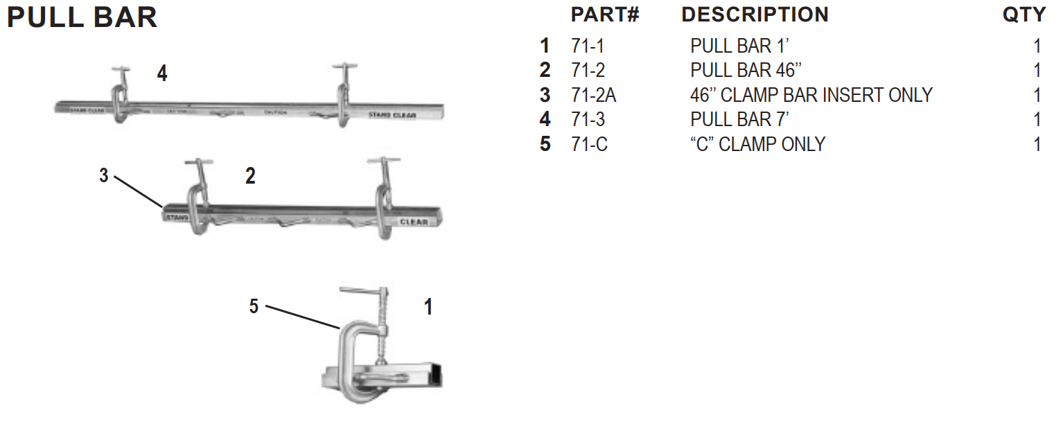 National 72 Pull Bar Parts