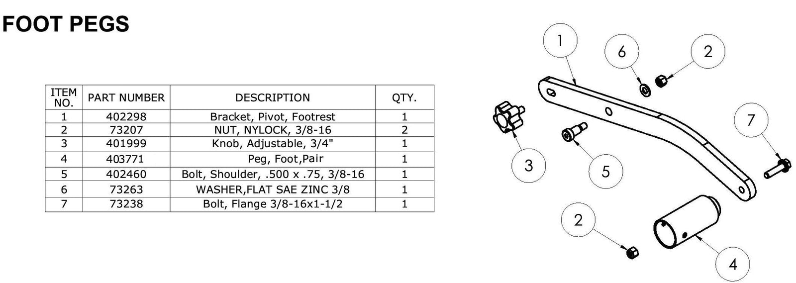 National 5000 Foot Peg Assembly