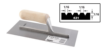 Crain No. 431 Trowel 1/16 x 1/16 x 1/16 V Notch