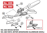 Crain No. 855 & 880 Wood & Vinyl Miter w/ Aluminum Anvil Replacement Parts