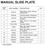 National Equipment Ride-On Machine Manual Slide Plate replacement Parts