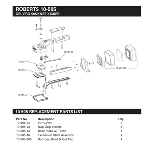 Roberts Gel Pro 505 Knee Kicker replacement parts